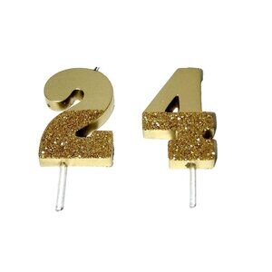 Gold Glitter Birthday Candle Number 2 Number 4
